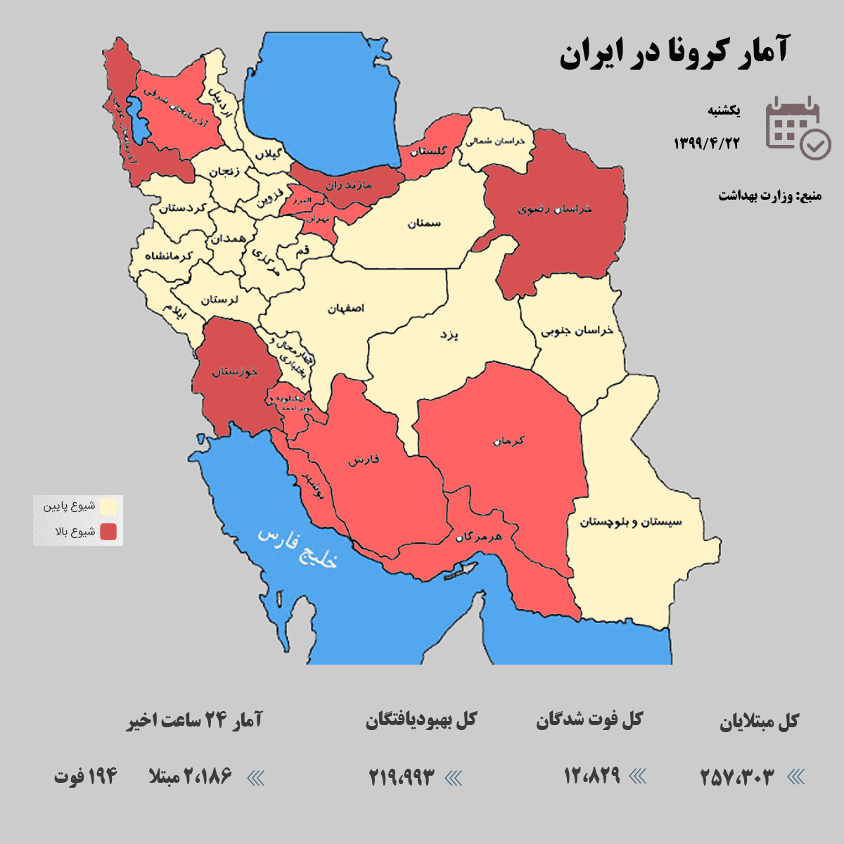 آخرین آمار کرونا در ایران / 22 تیر
