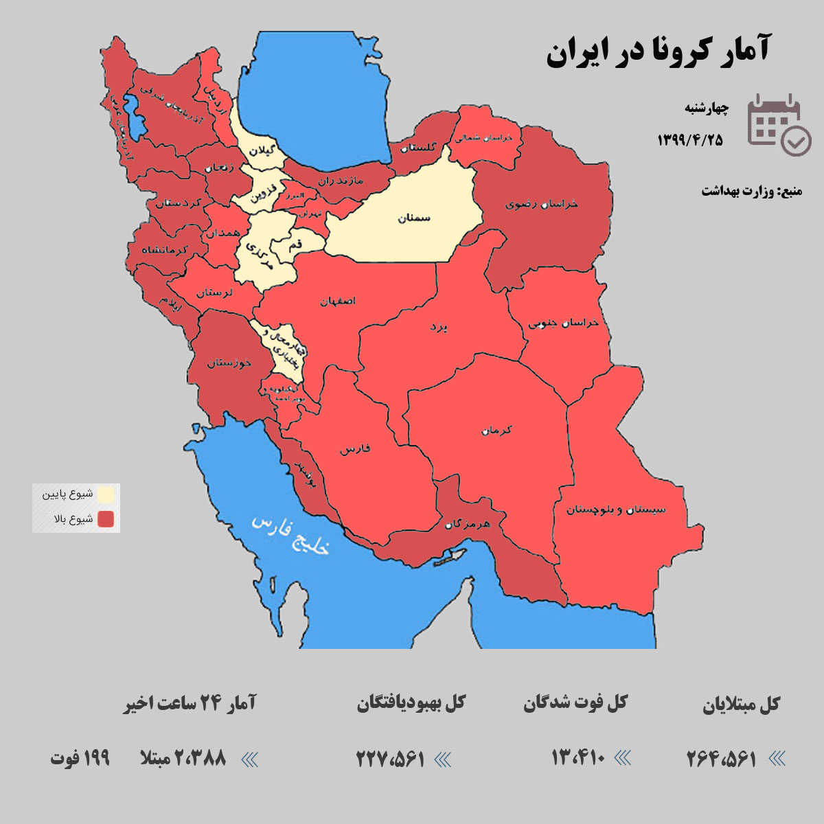 آخرین آمار کرونا در ایران / 25 تیر