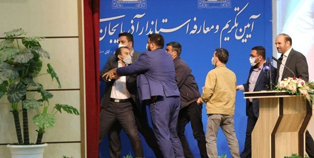 مراسم معارفه پرحاشیه  استاندار آذربایجان شرقی / استاندار سیلی خورد